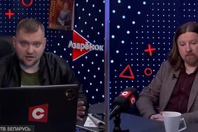Григорий Азаренок и Алексей Дзермант в программе телеканала Соловьев Live. Май 2025 года. Скриншот видео