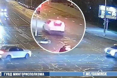 Момент ДТП. 20 октября 2026 года, Минск. Скриншот видео