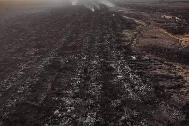 Уничтоженный в ходе российского вторжения украинский город Марьинка Донецкой области. Фото: Фото: facebook/GeneralStaff.ua
