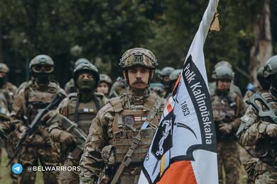 Бойцы Полка Калиновского на войне в Украине, 2022 год. Фото: t.me/belwarriors