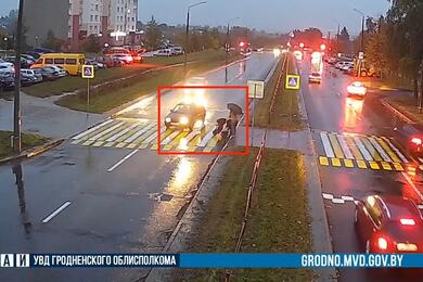 Момент нарушения ПДД. Октябрь 2026 года, Гродно. Скриншот видео ГАИ
