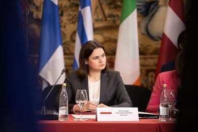 Светлана Тихановская на саммите спикеров парламентов ЕС в Испании. Фото: Telegram / tsikhanouskaya