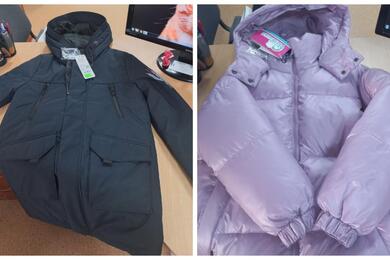 Детские куртки белорусских брендов, запрещенные к продаже Госстандартом: слева - для мальчиков, справа - для девочек. Фото: Госстандарт, коллаж "Зеркала"