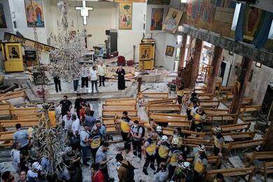 Взрыв в православной церкви в Дамаске, 22 июня 2025 года. Фото: Syria TV
