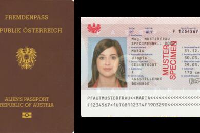 Австрийский паспорт иностранца. Фото: oesterreich.gv.at