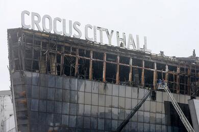 Концертная площадка "Крокус Сити Холл" после теракта, 23 марта 2024 года, под Москвой, Россия. Фото: Reuters