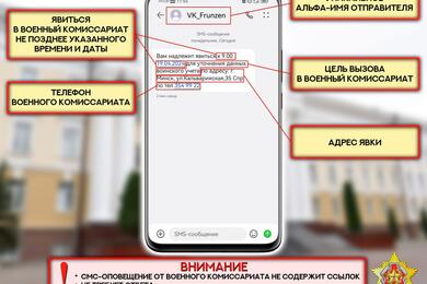 Пример СМС-повестки для уточнения данных из беларусского военкомата. Изображение: Минобороны