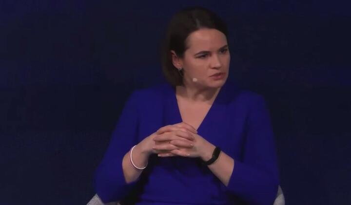 Светлана Тихановская на дискуссии, посвященной вопросам репрессий, в рамках основной программы Мюнхенской конференции по безопасности. 15 февраля 2025 года. Скриншот трансляции Светлана Тихановская на дискуссии, посвященной вопросам репрессий, в рамках основной программы Мюнхенской конференции по безопасности. 15 февраля 2025 года. Скриншот трансляции
