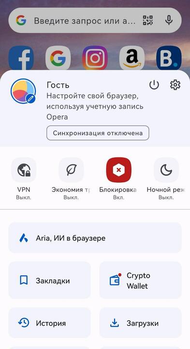 Фото: скриншот приложения Opera.