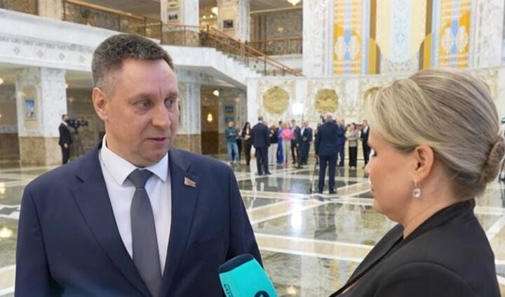 Глава Минсельхозпрода Юрий Горлов. Скриншот видео телеканала "Беларусь 1" за 4 мая 2025 года