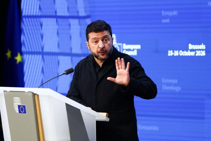 Владимир Зеленский на пресс-конференции. 16 октября 2026 года, Брюссель, Бельгия. Фото: Reuters